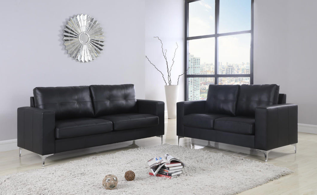 U6451  BLACK CONTEMPORARY PU SOFA/LOVE SEAT