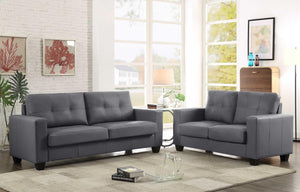 U6550 GREY CONTEMPORARY LEATHER SOFA/LOVE SEAT