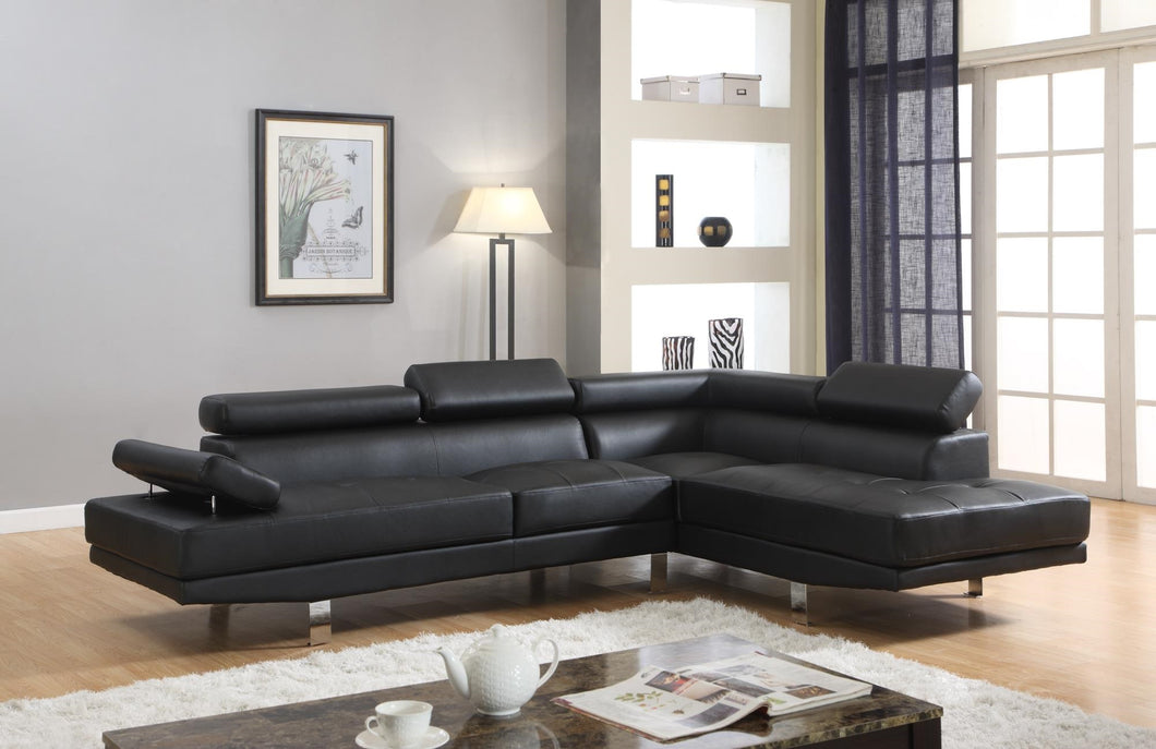 U7100 BLACK SECTIONAL SOFA SET
