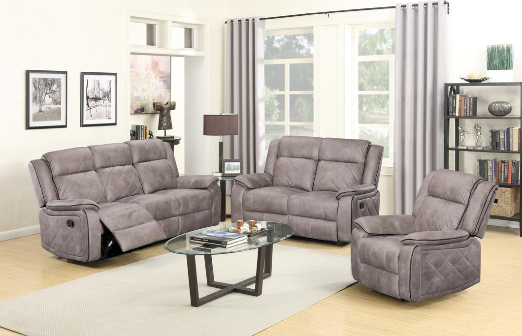 U9077 GREY SOFA & LOVESEAT & RECLINER